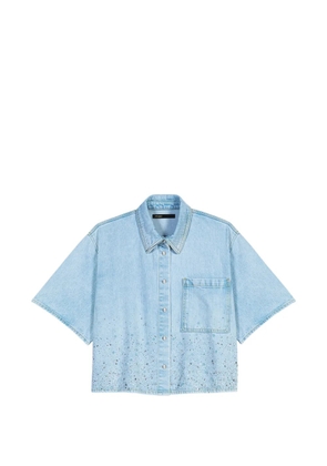 Maje embellished boxy cotton shirt - Blue