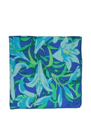 Ken Scott Vintage flower-patterned scarf - Blue
