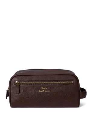 Polo Ralph Lauren pebbled-leather wash bag - DARK BROWN