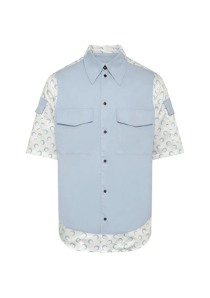 Marine Serre contrasted moon short sleeve shirt - Blue