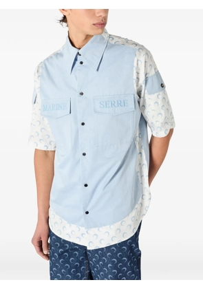 Marine Serre contrasted moon short sleeve shirt - Blue