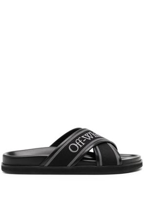 Off-White Cloud logo-embroidered slides - Black