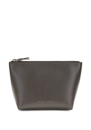 Brunello Cucinelli logo-print clutch bag - Brown