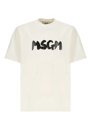 MSGM brushstroke logo.-print T-shirt - Neutrals