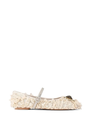 Kurt Geiger London floral buckle strap ballet flats - Neutrals