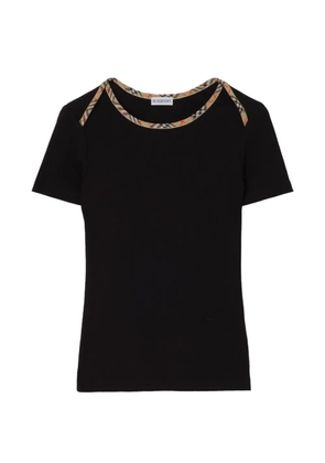 Burberry Check trim stretch cotton T-shirt - Black
