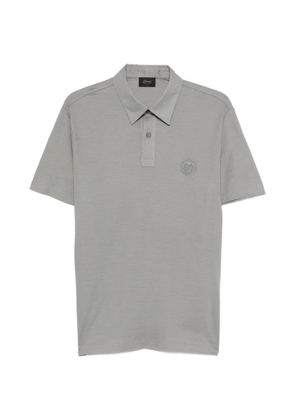 Brioni logo-embroidered polo shirt - Grey
