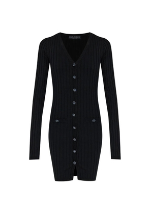 Dolce & Gabbana buttoned V-neck mini dress - Black