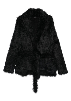 Balenciaga belted faux-fur jacket - Black