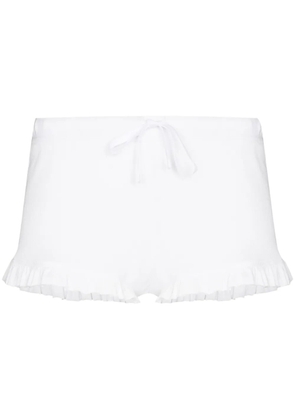 Skin Raffaela ribbed ruffled shorts - White