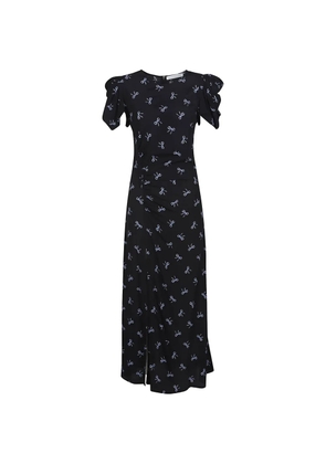 MAR DE MARGARITAS Kristel ruffled-sleeves print dress - Black