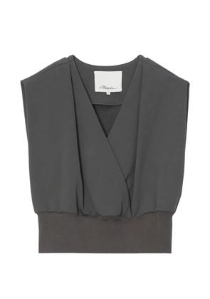 3.1 Phillip Lim V-neck shoulder-pad top - Grey