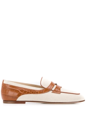 Tod's croc-embossed panel loafers - Neutrals