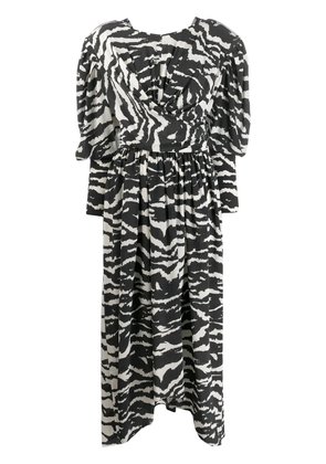 ISABEL MARANT Filao zebra-print twisted-waist dress - Black