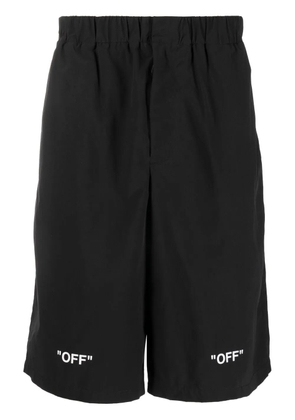 Off-White logo-print cotton shorts - Black