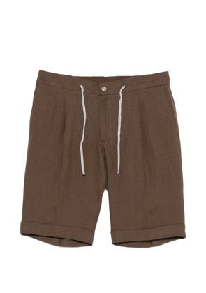 Barba drawstring pleated shorts - Brown