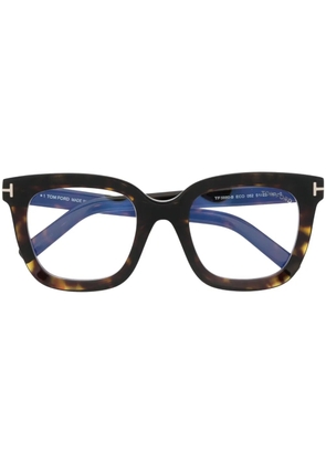 TOM FORD Eyewear side logo-plaque detail glasses - Brown