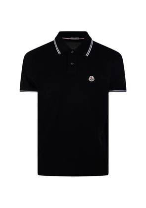 Moncler logo-trim polo shirt - Black