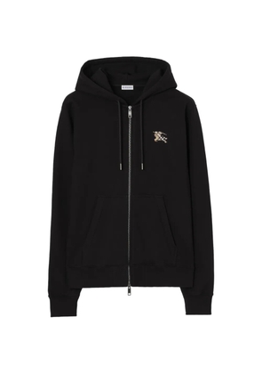 Burberry Check Knight Stamp cotton zip hoodie - Black