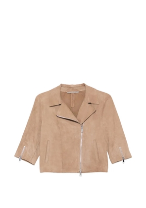 THE JACK LEATHERS Mimi suede biker jacket - Neutrals