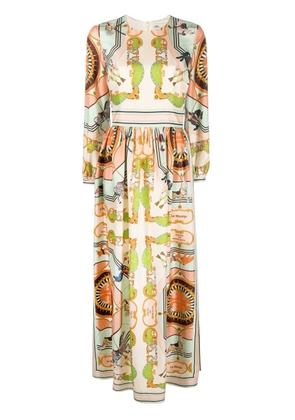 Tory Burch baroque-print silk dress - Neutrals