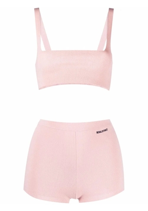 RED Valentino knitted crop top and shorts set - Pink
