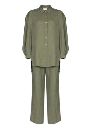 DES SEN Florence linen pajama set - Green