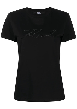 Karl Lagerfeld Karligraphy crystal cotton T-shirt - Black