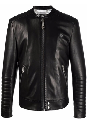 Philipp Plein Iconic Plein leather jacket - Black