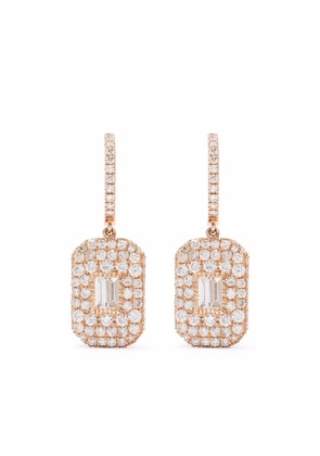 SHAY 18kt rose gold diamond pave baguette drop earrings - Pink