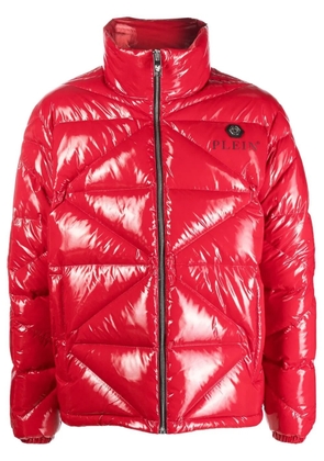 Philipp Plein high-shine padded jacket - Red