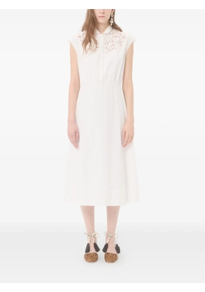 Valentino Garavani embroidered poplin midi dress - White