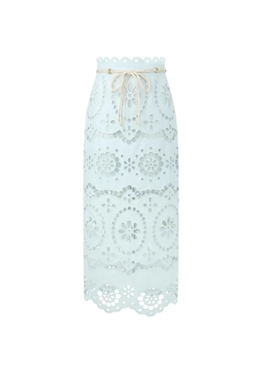 ZIMMERMANN Awaken embroidered midi skirt - Blue