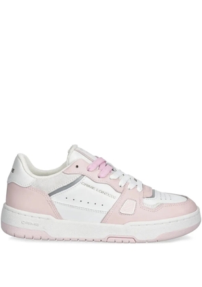 Crime London panelled leather lace-up sneakers - Pink