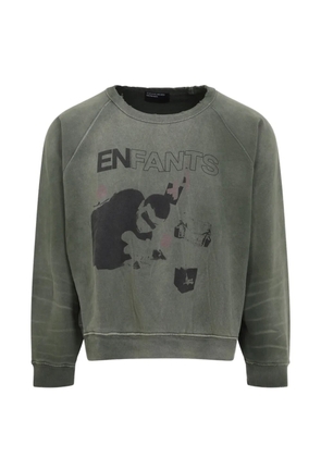 Enfants Riches Déprimés My Death My Life logo-detail raglan-sleeves crewneck sweatshirt - Green
