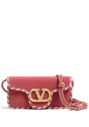 Valentino Garavani Locò velvet clutch with jewel logo - Pink