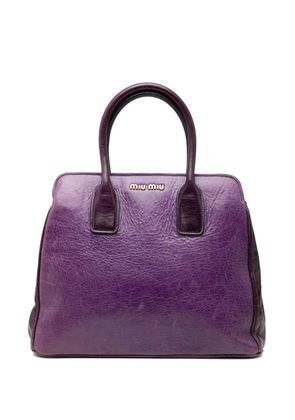Miu Miu Pre-Owned 2010-2026 Vitello Lux Distressed Leather Top Handle Bag satchel - Purple