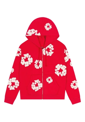 Denim Tears wreath-print zip-up hoodie - Red