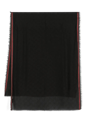 Gucci Web-stripe frayed scarf - Black