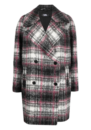 Karl Lagerfeld check double-breasted coat - Grey