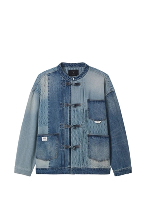 FIVE CM patchwork knot-fastening cotton jacket - Blue