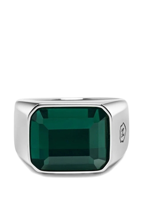 Nialaya Jewelry green zircon signet ring - Silver