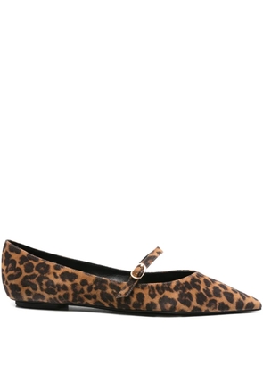 Stuart Weitzman leopard print buckle flats - Brown