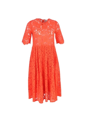 GANNI lace detailed midi dress - Red