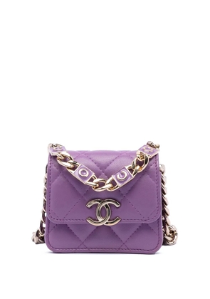CHANEL Pre-Owned 2021 CC Quilted Lambskin Coco Card Holder on Chain crossbody bag - Purple
