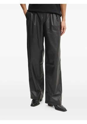 BOSS pleated faux-leather trousers - Black