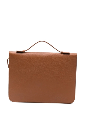 Eleventy zipped leather laptop bag - Brown