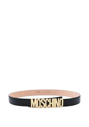 Moschino logo-buckle leather belt - Black