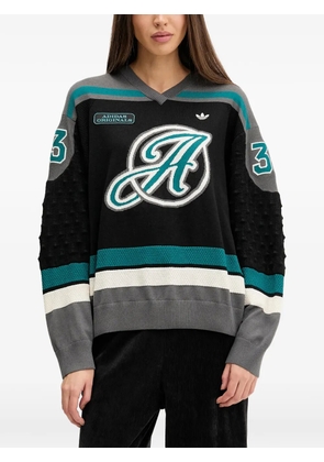 adidas letter V-neck knitwear - Black