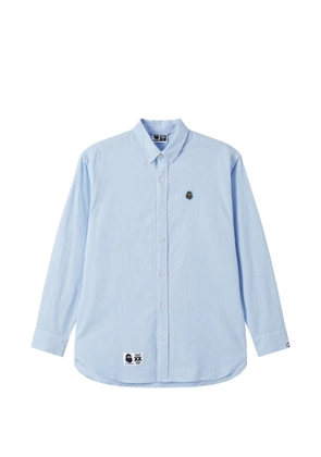 FINGERCROXX buttoned logo-patch shirt - Blue